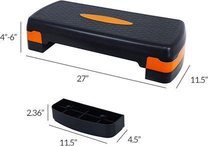Fitvids Adjustable Workout Aerobic Stepper Step Platform Trainer, 27-Inch, Multiple Colors