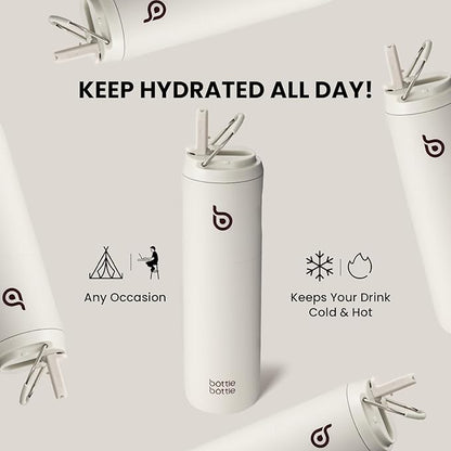 BOTTLE BOTTLE Insulated Water Bottle 24oz with Straw Lid and Handle for Sports Travel Gym Stainless Steel Water Bottles Double-Wall Vacuum Metal Leak Proof BPA-Free
