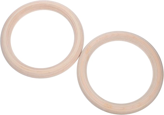 Wood Gymnastic Rings 2pcs Set with Adjustable Straps, 28mm Birch Wood Pull up Rings for Adults, Calisthenics Equipment for Home Strength Training and Full Body Workout