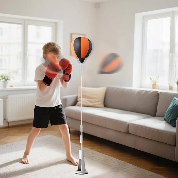 Punching Bag with Stand, Boxing Speed Trainer, Height Adjustable Stable Reaction Exerciser with Spring Base for Martial Arts Fitness Workouts Stress