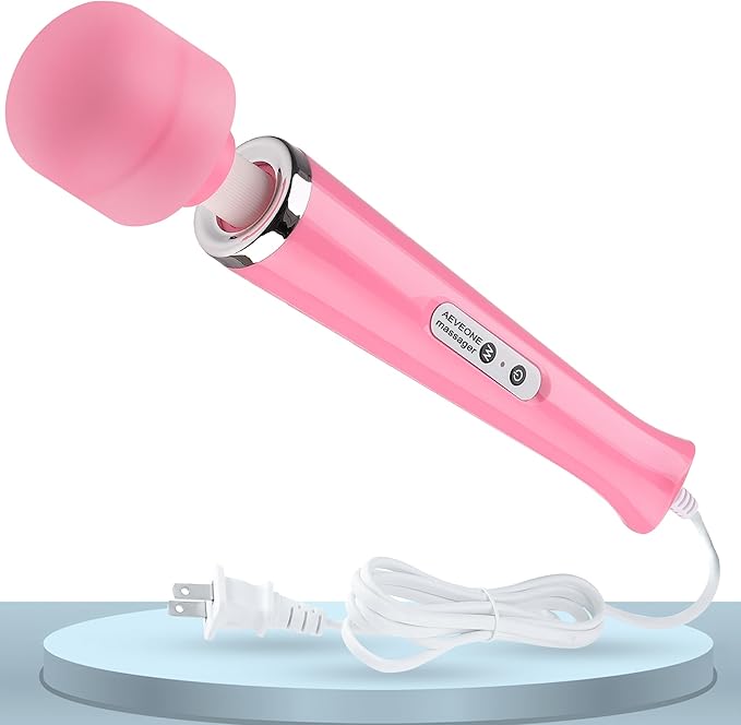 Wired Powerful Handheld Wand Massager, Strong Personal Vibration Massage for Sports Recovery, Back Muscle Aches, All Whole Body Pain (Pink)