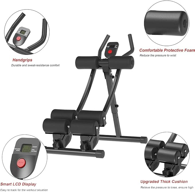 Ab Machine Multi-Functional Exercise Equipment for Home Gym, Height Adjustable Abs Workout Equipment