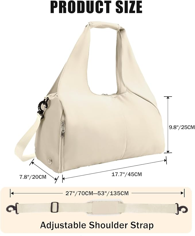 Gym Bag for Women with Shoe Compartment Yoga Mat Bag with Wet Pocket and Water Bottle Holder Weekender Bag with Strap