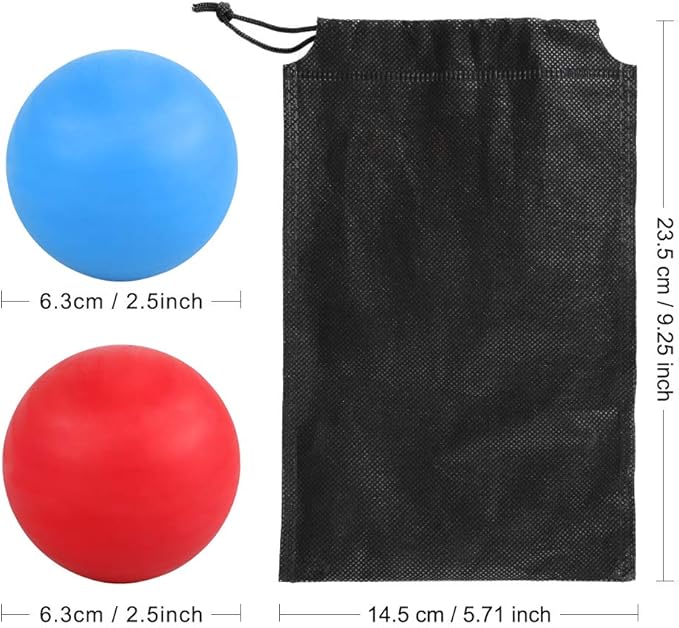 WOVTE 2 Pack Silicone Massage Lacrosse Balls for Sore Muscles, Shoulders, Neck, Back, Foot, Body, Deep Tissue, Myofascial Release, Trigger Point Therapy, Muscle Knots and Yoga Therapy (Blue Red)