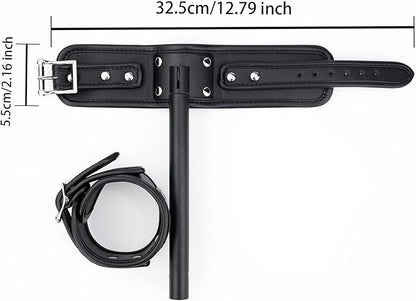 Heavy Duty Stainless Steel Expandable Spreader Bar with 4pcs PU Black--Pink Skull Pattern Detachable Adjustable Straps,Workout Bar for Home Indoor Gym Training Kit