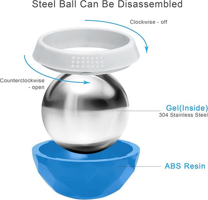 Coolrunner Cold Massage Roller Ball, Cryosphere Cold Massage Ball- Heat Therapy & Cold Therapy Relief with Cold Gel Core- Helps with Muscles Recovery and Inflammation for Shoulders, Neck (Blue White)