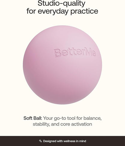 BetterMe Soft Pilates Ball – 8 Inch Mini Exercise Ball for Pilates, Yoga & Core Training – Small Stability Ball for Women – Portable Workout Tool