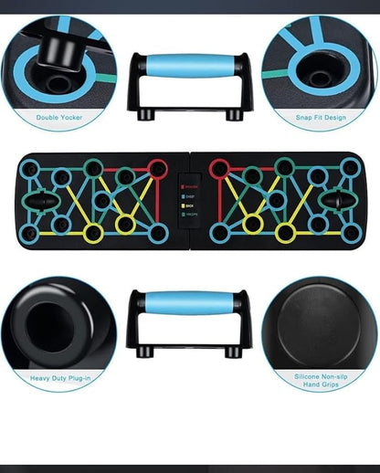 Foldable Push Up Board, 25-in-1 Home Workout Equipment with Non-Slip Handles, Color-Coded Guide & Jump Rope Included – Portable Strength Training System for Chest, Arms, Back, Core, Professional Fitness Gear Deluxe Set for Men & Women