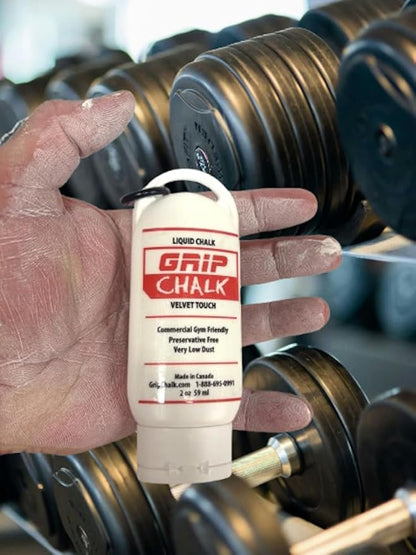 Liquid Grip Chalk. Velvet Touch. Used for Weightlifting and Gymnastics. Very Low Dust. Commercial Gym Friendly