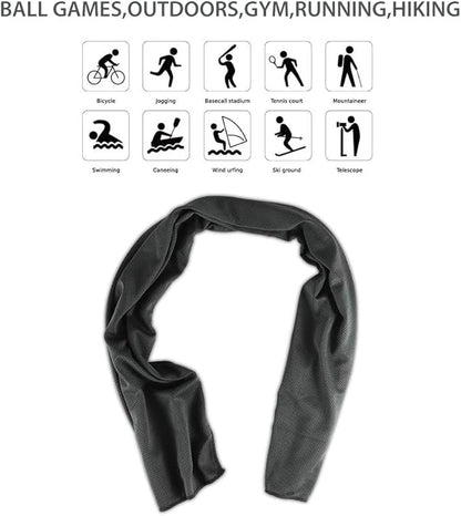 Sports Towel for Instant Cooling Relief Microfiber Towels for Golf Workout Swimming Gym Yoga Travel Camping Fitness 40"x12" Sweat Towel (Black 2 Pack)