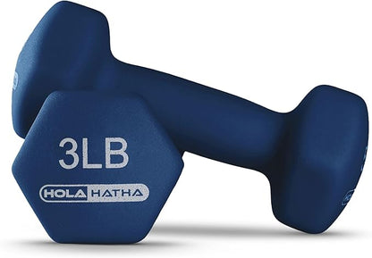 HolaHatha 2, 3, 5, 8, and 10 Pound Neoprene Dumbbell Free Hand Weight Set with Rack, Ideal for Home Exercises to Gain Tone and Definition, Pastel