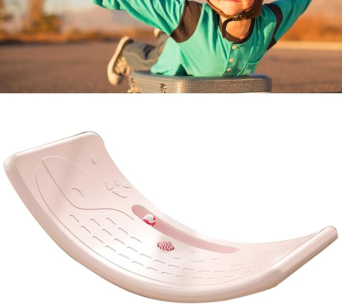 Kids Rocker Board Plastic Load Bearing Children Wobble Board for Exercise Indoor Birthday Gift (Roseate)