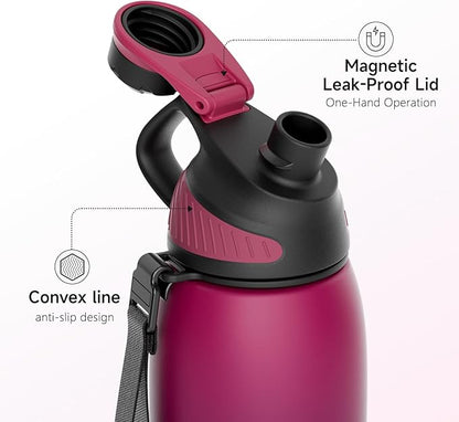 Fjbottle Insulated Stainless Steel Water Bottle, 24 Oz Leakproof Water Bottles, Ice Reusable Tumbler, Double Wall Vacuum Jug, Lightweight Durable for Traveling & Sports, Workout, 24oz