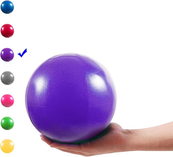 Mini Exercise Ball, 9 Inch Small Gym Ball with Inflatable Straw for Yoga, Pilates, Stability, Barre, Physical Therapy, Stretching and Core Training, Improves Balance, Strength