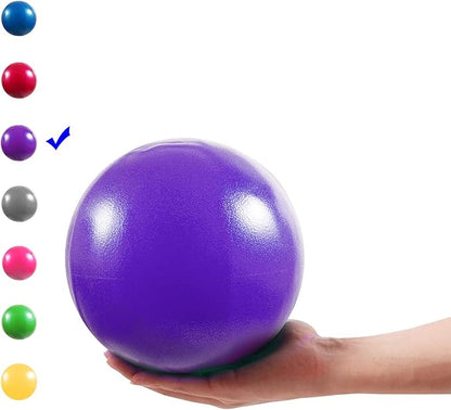 Mini Exercise Ball, 9 Inch Small Gym Ball with Inflatable Straw for Yoga, Pilates, Stability, Barre, Physical Therapy, Stretching and Core Training, Improves Balance, Strength