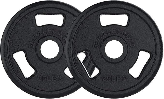 Balelinko Cast Iron 2-Inch Olympic Grip Plate Weight Plate for Strength Training, Weightlifting and Crossfit