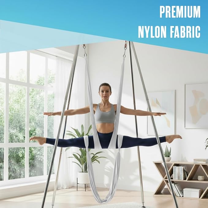 Houseables Aerial Silks, Yoga Swing, Aerial Yoga Hammock, Ariel Silk, Gymnastics Swing, Acrobatics Equipment, For Home, Indoor, Outdoor, Arial Setup, Rig, Sling, Portable