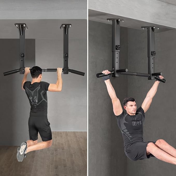 Wall Mount Pull Up Bar, Joist Beam Rafter Mount Pull-up Bar, Ceiling Mounted Chin Up Bar for Home Gym with Punching Bag Hanger