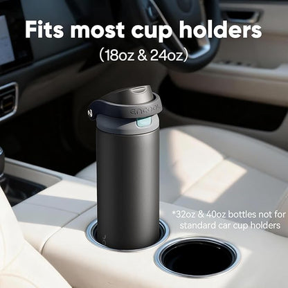 ENCOOL Leakproof Insulated Water Bottle with Straw Dual-Sip Water Bottle Bag-Safe Design for Work, Commute & Gym – Keeps Drinks Cold All Day, 24 oz, Butter Rose