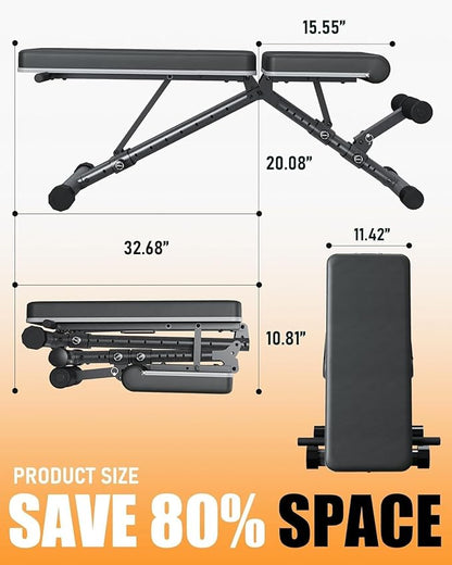 BARWING Adjustable Weight Bench Workout Bench, 1000/1300 LBS Heavy Duty Incline Decline Bench for Home Gym, Easy Assembly Foldable Training Lifting Bench