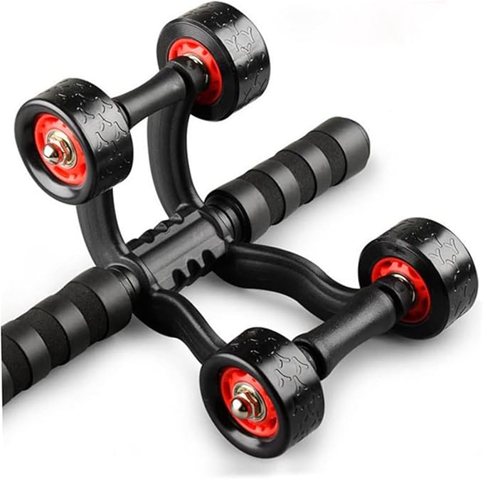 2 Pack 4-Wheel Ab Roller Abdominal Exercise Roller for Six Pack Abs, Core Workout Trainer, Stomach Exercises with Knee Mat, Sport Fitness for Men and Women