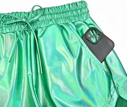Perfashion Women's Metallic Shorts Summer Sparkly Hot Outfit Shiny Short Pants