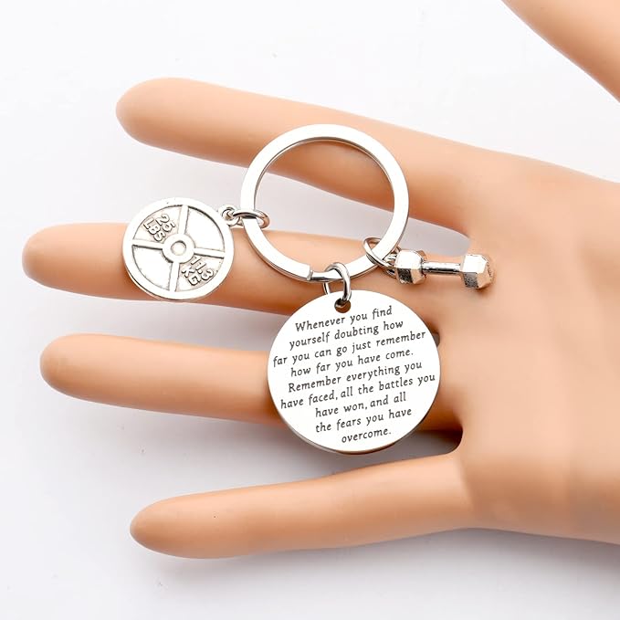 Lywjyb Birdgot Fitness Keychain Weightlifting Sports Keychain Inspirational Dumbbell Workout Keychain