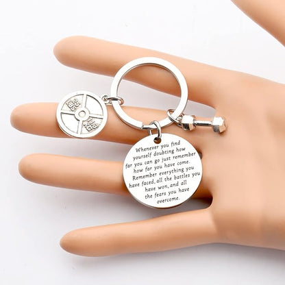 Lywjyb Birdgot Fitness Keychain Weightlifting Sports Keychain Inspirational Dumbbell Workout Keychain
