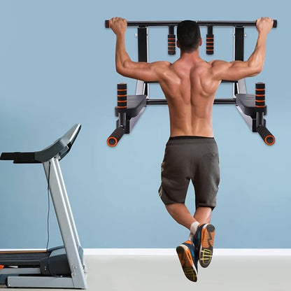 Wall Mounted Pull Up Bar, Multifunctional Chin Up Dip Station for Indoor Home Gym, Training Equipment Fitness Dip Stand Supports to 440 Lbs, Heavy Duty Multi-Grip Chin Up Bar for Full-Body Workouts
