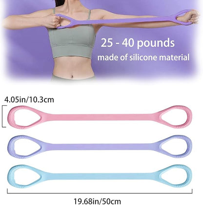 Figure 8 Resistance Bands for Yoga Pilates and Fitness Elastic Stretching Resistances Band for Arms, Back, Shoulders, and Chest Workouts, Versatile Pilates Equipment for Women and Men (3 Pack)