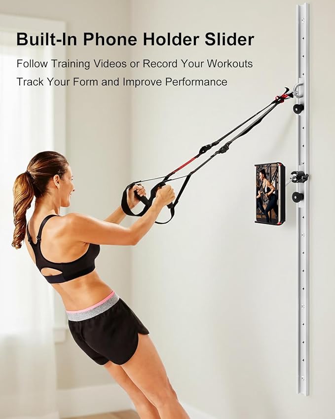 Adjustable Resistance Band Wall Anchor System – Dual 40 inch Aluminum Rails with Sliding Mounts, Space-Saving Home Gym Setup for Strength, Stretch, and Mobility Training