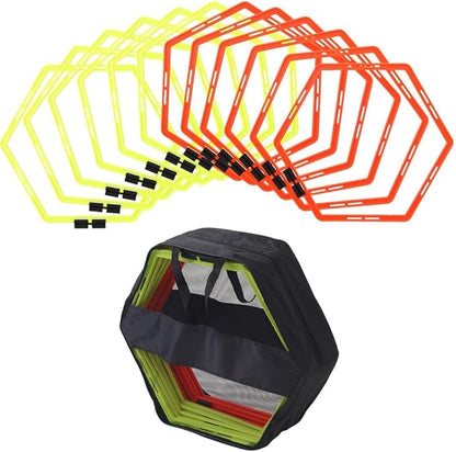 Japard Hex Agility Rings for Speed Training & Agility Footwork Training Speed Hurdles Ladder with Carrying Bag