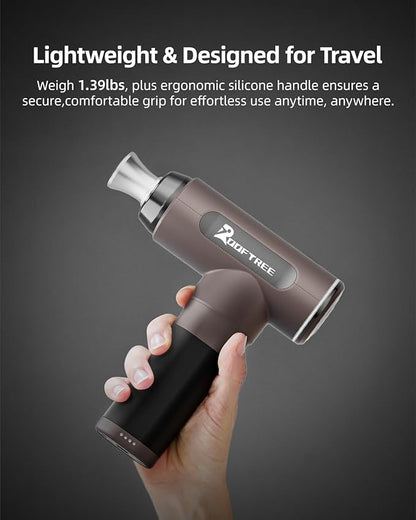 Deep Tissue Percussion Massage Gun for Muscle Pain Relief, Electric Back Massager with High-Powered Brushless Motor, 60lbs Stall Force for Professional Athletes,Portable for Home Gym Travel,Grey,F1
