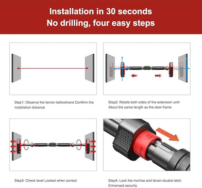 Doorway Pull Up Bar - No Screw Installation, Adjustable Width Upper Body Workout Bar with Automatic Locking, 440 LBS Strength Training Pull-Up Bar for Home Gym Exercise