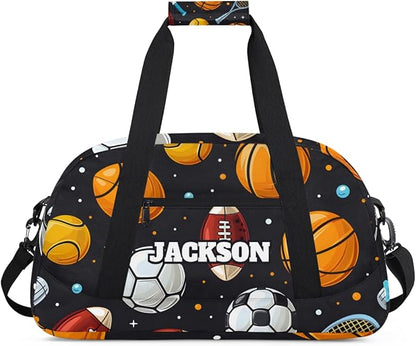 Personalized Ball Gym Duffel Bags for Kids Boys with Custom Name Sport Training Travel Bags for Overnight Weekender