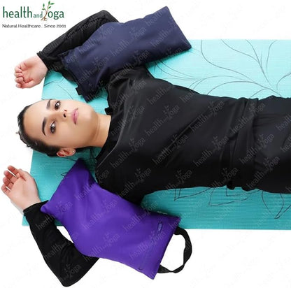 HealthAndYoga™ Yoga Sand Bags - Double Bag with Inner Waterproof Bag - Prop for Adding Weight and Support (Purple)