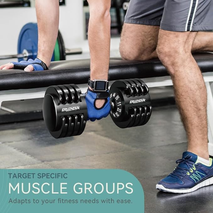 25/55lb Pair Adjustable Dumbbell Set, Adjustable Dumbbells Set of 2, 5 in 1/10 in 1 Free Weights Dumbbells Set with Anti-Slip Texture Handle, Weight Set For Home Gym Suit both Men and Women