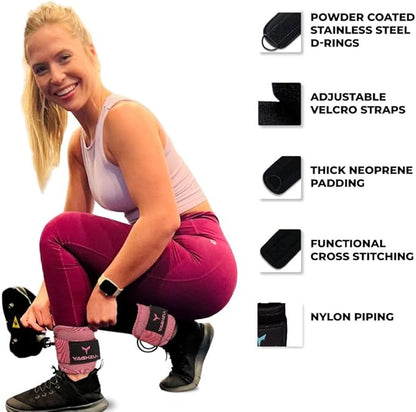 Ankle Straps for Cable Machines Women, Glute Kickback Cable Machine Attachments, Gym Ankle Cuffs, Wrist Cuffs for Workout, Leg Training Accessory, Fitness Gear for Home or Gym