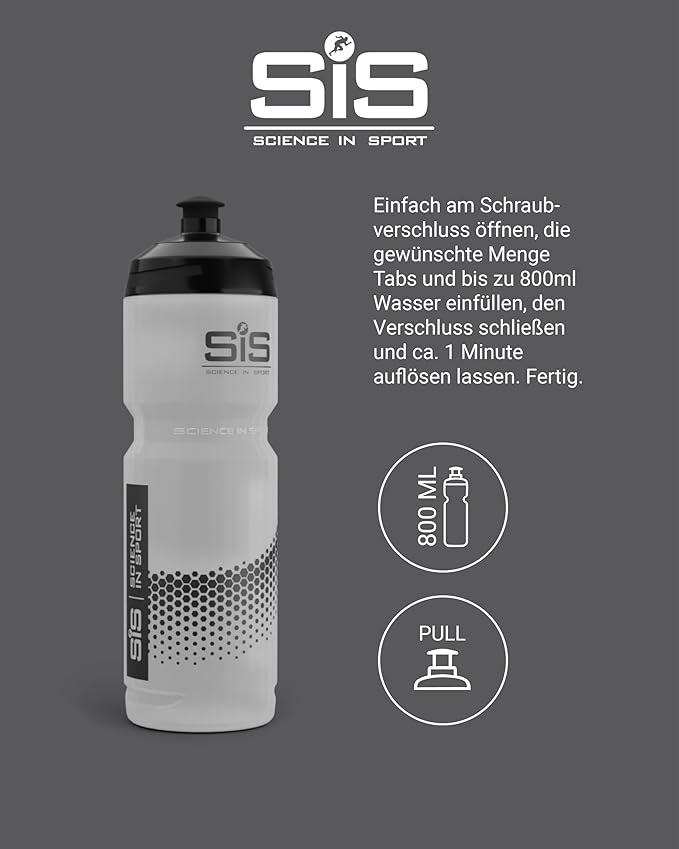 Science in Sport Water Bottle w/Easy Mixing | Clear Squeeze Water Bottle w/Running Lockable Valve - 27 Fluid Ounce