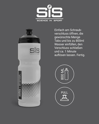 Science in Sport Water Bottle w/Easy Mixing | Clear Squeeze Water Bottle w/Running Lockable Valve - 27 Fluid Ounce