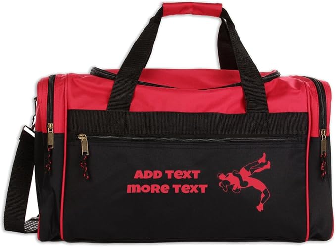 Personalized Sport Deluxe Duffel Bag With Custom Name & Text - Wrestling