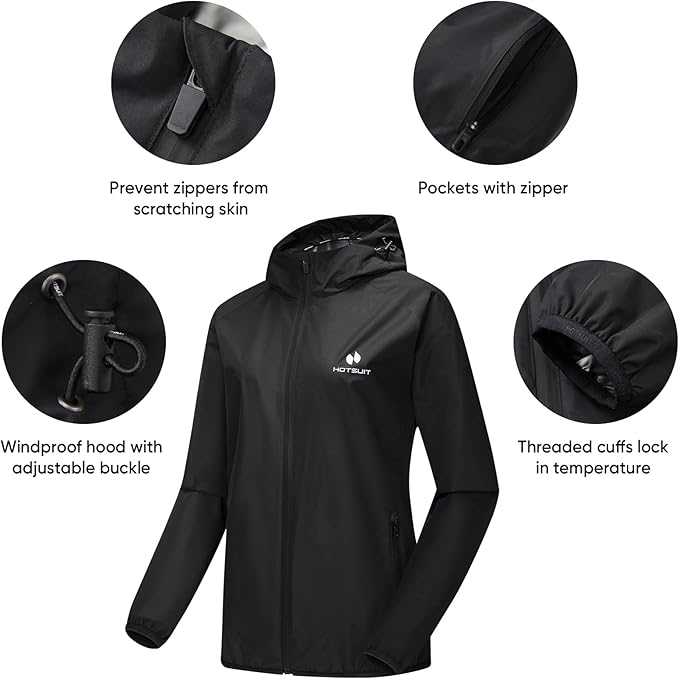 HOTSUIT Sauna Suit Women Machine Washable Sweat Sauna Jacket Pants Anti Rip Sweat Suits for Gym Workout