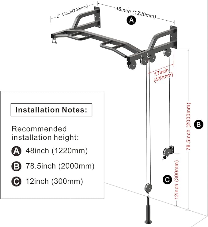 Kipika 48" Ceiling Mounted Pull Up Bar, Heavy Duty Multi-Grip Chin Up Bar,Mounted Pullup Bar, Adjustable Height, Pull Up Bands for Chin Ups & Body Stretching, Ideal for Home Gym and Strength Training