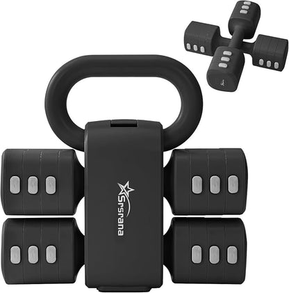 2-in-1 Adjustable Dumbbell & Kettlebell Set for Women (1.1-12.1 lbs), Quick-Change Free Weights for Home Gym, Pilates & Full Body Workout