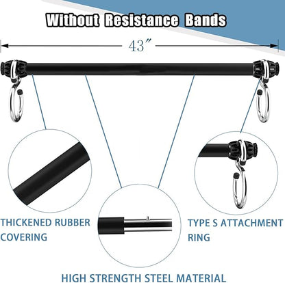 Resistance Band Bar, Portable Pilates Bar with Resistance Bands Home Gym Workouts Stick Squat Yoga Pilates Flexbands Kit for Full Body Shaping