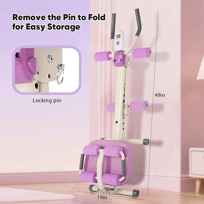 Multifunctional Ab Machine, Adjustable Ab Workout Equipment, Ab ＆ Sit Up Machine for Stomach Workout, Foldable Abdominal Trainer with Knee and Back Protection, Full Body Workout for Home