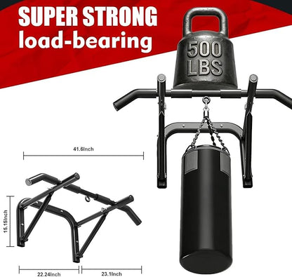 Pull up bar wall mounted Heavy Duty Steel Chin Up Bar for Home Gym Doorway Wall Installation Multi-Function Upper Body Workout Bar for Pull-Ups Chins Ups Push-Ups Strength Training Fitness Equipment for Men Women