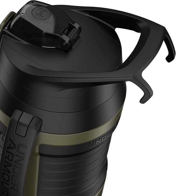 Under Armour Half Gallon Water Bottle Insulated, 64oz Insulated Water Bottle with Handle, Fence Hook, Leak Resistant, for Baseball, Football & More, Marine OD Green