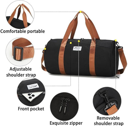 BE SMART Waterproof Mens Gym Bag with Shoe Compartment, Sports Gym Duffle Bag with Adjustable Strap for Men Women, Lightweight Large Sport Duffel Bag for Travel, Sports, Workout(Black/Brown)