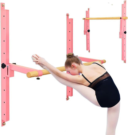 Height Adjustable Ballet Barre Foldable Ballet Bar Dance Training Barre,Wall Mount With Solid Beech Wood Bar,Home Fitness Equipment for Pull Up Stretching Never move or Shake